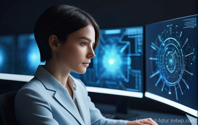 웹 기술의 에코시스템 변화 - **Prompt:** A focused female web developer, in her early 30s with chic, short hair, is intently work...