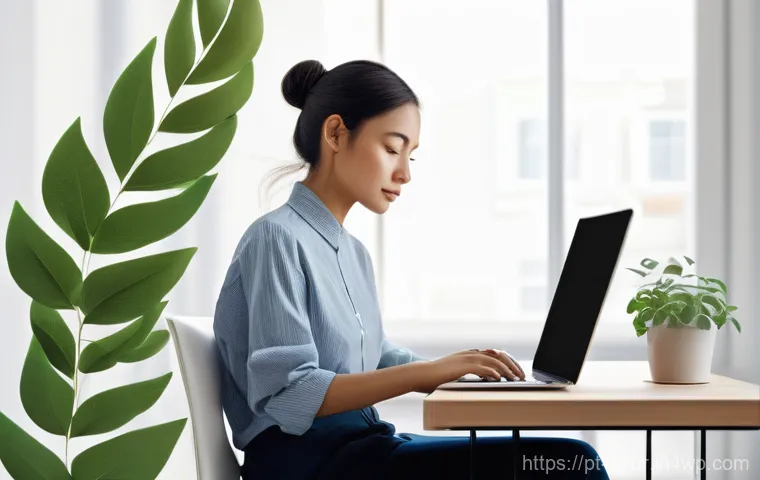 웹 기술의 친환경적 변화 - **Prompt:** A state-of-the-art, eco-friendly data center interior, illuminated with soft blue and gr...